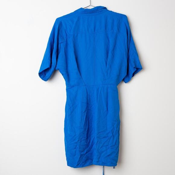 Thakoon Collective Tie Waist Mini Shirt Dress in Blue - Picture 3 of 7